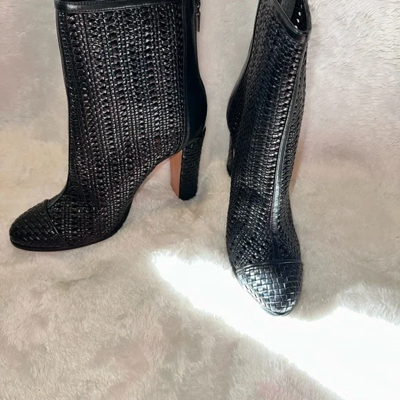 Schutz Black Textured Heeled Boots. NWOT - Picture 1 of 6